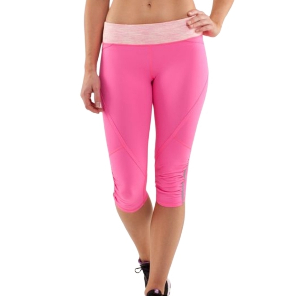Lululemon athletica Ran Pace Crop Leggings  Pink Leggings  Wee Space Parfait